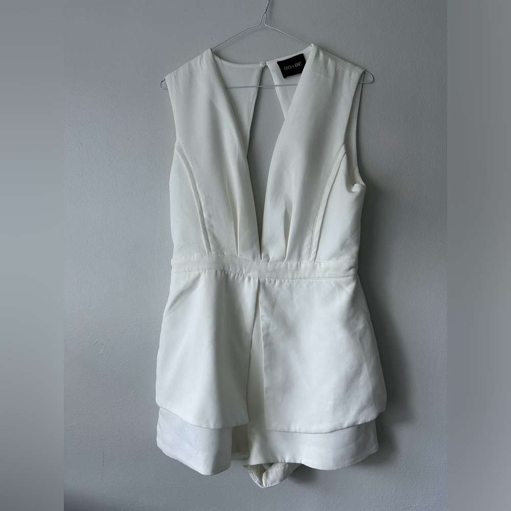 White Bachelorette Backless Romper size Large